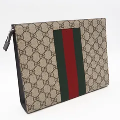 ★3日以内返品可★ 未使用 GUCCI グッチ シェリーライン GGスプリーム クラッチバッグ 475316 クラッチバッグ ベージュ ブラウン コーティングキャンバス レザー メンズ