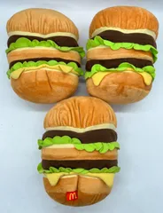 🍔マクドナルド🍔 McDonald’s ビッグマック Big Mac ぬいぐるみ 3個 まとめ売り クッション 2016年 非売品 コレクション コレクター インテリア 飾り 置物 マック