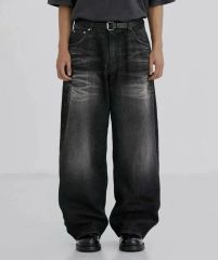 MENES Solid Black Super Baggy Jeans M - メルカリ