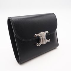 CELINE セリーヌ トリオンフ 三つ折り財布 ブラック シルバー金具 