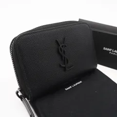 ★3日以内返品可★ 美品 SAINT LAURENT サンローラン レザー YSLロゴ コインケース MRT535411 コインケース ブラック カーフレザー レディースのサムネイル