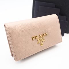 PRADA プラダ メタルロゴ サフィアーノ カードケース ピンクベージュ