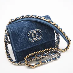 ★3日以内返品可★ 極美品 CHANEL シャネル シャネル19 デニム ミニ チェーンウォレット AP1787 ショルダーバッグ ブルー デニム レザー レディースのサムネイル