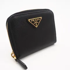 ★3日以内返品可★ 美品 PRADA プラダ サフィアーノ トライアングルロゴ コインケース 2MM003_QHH コインケース ブラック サフィアーノ レディース