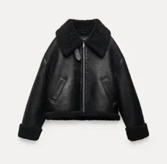 ZARA ダブル フェイスド バイカー ムートン アウター