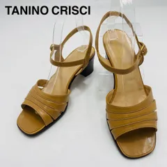 TANINO CRISCI　タニノクリスチー　マルチストラップサンダル　スクエアトゥ　太ヒール　ダブルステッチ　37　ベージュのサムネイル