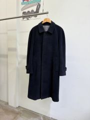 カシミヤ100% 日本製 ロングステンカラーコート ダークネイビー
