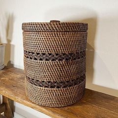 バリ島 アタ 蓋付き バスケット ランドリーバスケット 収納 - メルカリ