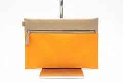 ★3日以内返品可★ 極美品 FENDI フェンディ ナイロン レザー ズッカ クラッチバッグ ポーチ 7N0108 クラッチバッグ オレンジ　ブラウン ナイロン レザー レディースのサムネイル
