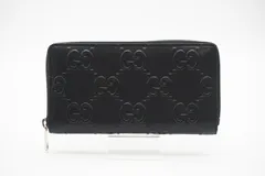 ★3日以内返品可★ 美品 GUCCI グッチ GGエンボス ジップアラウンドウォレット 625558 長財布 ブラック コーティングキャンバス メンズ