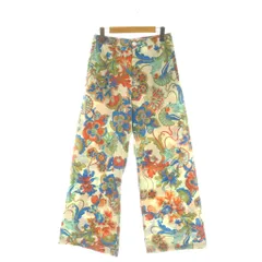 ザラ ZARA 花柄 ワイドパンツ コットン EUR XS ベージュ マルチカラー /CX ■OS