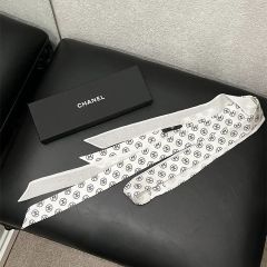 新品未使用 シャネル 26S最新作 スカーフ ココマーク白黒 シルク大判 