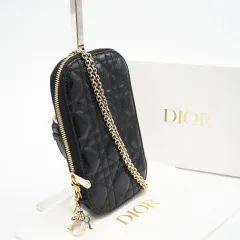 ★3日以内返品可★ 極美品 Dior ディオール パテントカーフスキン Lady Dior Call'in Dior フォンホルダー S0872OVRB 2wayショルダーバッグ ブラック カーフレザー レディースのサムネイル