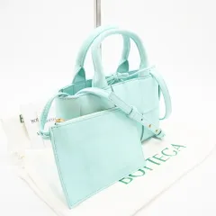 ★3日以内返品可★ 極美品 BOTTEGAVENETA ボッテガヴェネタ マキシイントレチャート キャンディ アルコ 729029 2wayトートバッグ ブルー ラムスキン レディースのサムネイル