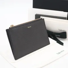 ★3日以内返品可★ 未使用 Valextra ヴァレクストラ ミルプンテカーフレザー ジッパー付きカードホルダー 3CC スモーキーグレー SGNL0009028LOCCP99GF カードケース カーキ レザー レディースのサムネイル
