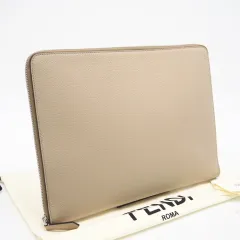 ★3日以内返品可★ 美品 FENDI フェンディ フェンディロゴ レザー クラッチバッグ 7N0167 クラッチバッグ ベージュ レザー メンズのサムネイル