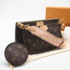 ★3日以内返品可★ 美品 LOUIS VUITTON ルイ・ヴィトン モノグラム キャンバス ミルティ ポシェット アクセソワール ローズクレール M44840 2wayショルダーバッグ ブラウン ベージュ ピンク コーティングキャンバス レザー レディース ☆3日以内返品可☆ 美品 LOUIS VUITTON ルイ・ヴィトン モノグラム