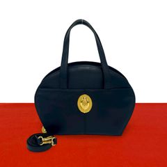 極 美品 LOEWE ロエベ アナグラム ロゴ 刻印 ナッパ レザー 本革 巾着