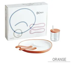 ①KINTO キントー ＢＯＮＢＯ 4pcsセット 【オレンジのみ】　KINTO キントー BONBO ボンボ 子供用食器 ベビー食器 ストローカップ プレート セット  お食い初め ベビー用品 キッズ食器のサムネイル
