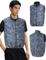 CYCYHEAT 互換品 互換性 空調作業服 ベスト 服のみ 9cm穴 洗い替えに便利 ベスト作業着 冷却ウェア 釣り ゴルフ 夏用 男女兼用 吸汗 速乾 単品 (ダークカモフラージュ, L)のサムネイル