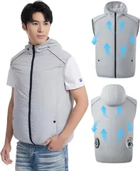 CYCYHEAT 互換品 互換性 空調作業服 ベスト 服のみ 9cm穴 洗い替えに便利 ベスト作業着 冷却ウェア 釣り ゴルフ 夏用 男女兼用 吸汗 速乾 単品 (グレー, M)のサムネイル