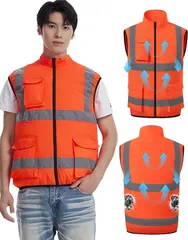 CYCYHEAT 互換性 空調作業服 服のみ 9cm穴 作業着 高視認 冷却ウェア (オレンジ, M)のサムネイル