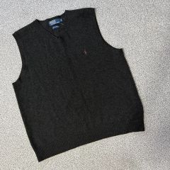日本製90s古着Polo Clubポロクラブシンプルブラックニットベスト 