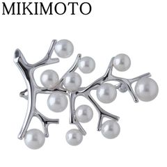 美品】MIKIMOTO ミキモト 幸福の木 ブローチ パール シルバー 12珠
