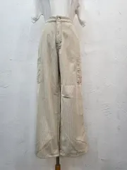 アイボリー コーデュロイ ワイド カーゴ ズボン