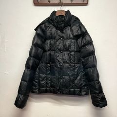 Donna Karan レザーダウンジャケット ブラック - メルカリ