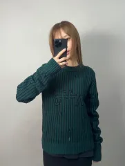 正規品 オフホワイト LINE グラフィック ニット セーター グリーンのサムネイル