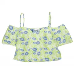 GANNI ガニー 3Dフラワージャガードオフショルダーブラウス 1577-343-1774 Free Green/Blue シャツ トップス g26060のサムネイル