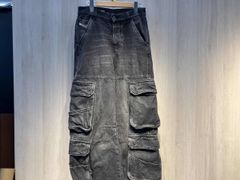 デニムジーンズ カーゴワイドシルエットパンツ ウエストゴム/UW80 