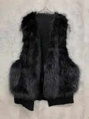 新品 ZAMPA ザンパ ニット ファー ベスト sizeM/黒 ■◇ レディース