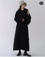 ENOF slit dress ロングワンピース ドレス長袖 - メルカリ
