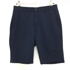 【美品】ジュンアンドロペ ハーフパンツ ネイビー 細目チェック サッカー生地 メンズ M ゴルフウェア JUN＆ROPE