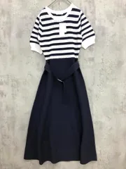 新品 PROPORTION BODY DRESSING プロポーション ボディドレッシング 半袖ニット ロング ワンピース sizeS/黒×白 ■◆◎レディース
