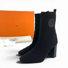 未使用品 HERMES エルメス ジェナ90ニット ショートブーツ ブラック 36のサムネイル