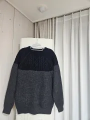 ケーブルニット バイカラー セーター