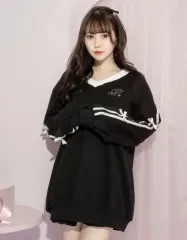 pium ピウム リー リボン LINE オーバーサイズ スウェット / ガーリー スナ系 LOVE YOURSELF 承 'Her' ミュウ ミシェルマカロン