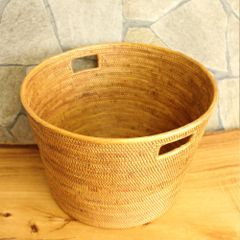 職人手編み】竹細工 丸籠 大小2個セット（魚籠・御勝手籠）昭和レトロ