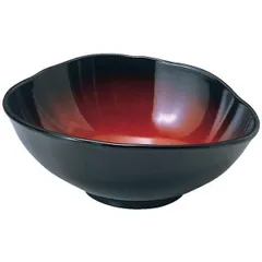 7寸 吉野鉢/和食器 〔黒内朱ぼかしパール A〕 210mm×180mm×77mm 日本製 〔和食 レストラン 店舗 お店〕