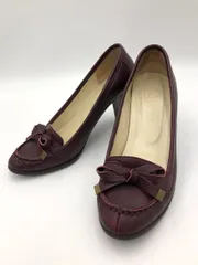 DIANA ダイアナ WD 27370 太ヒール リボン付きローファー パンプス size24cm/ボルドー系 ■■ レディース