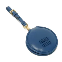 MIUMIU ミュウミュウ パデッド ナッパ ミラー チャーム 鏡 ストラップ ラムスキン ブルー 未使用 ロゴ コバルト キーホルダー 5TL434 2CTX F0215のサムネイル