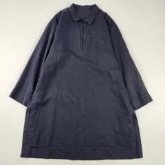 美品　HOMME PLISSE ISSEY MIYAKE　ロングシャツ　プルオーバー　リネン　ブラック　ハーフジップ　長袖　サイズ2　Mのサムネイル