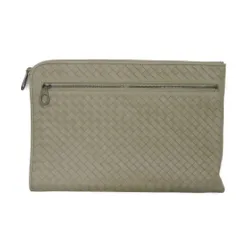 BOTTEGAVENETA ボッテガヴェネタ イントレチャート VN ドキュメントケース カーフ グレージュ ライトグレー ファスナー ポケット セカンドバッグ RFID ICチップ 編み込み フュメ クラッチバッグ 406021 V4651 1524のサムネイル