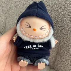 フード付きパーカー2点セット LABUBU 着せかえ 17cmラブブ服 紺 新品
