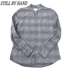 STILL BY HAND スティルバイハンド ノーカラーチェックシャツ 46 BLK × GRYのサムネイル