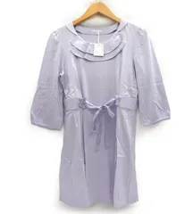 未使用タグ付き/TO BE CHIC トゥービーシック/リボン5分袖デザインチュニックワンピース/サイズ2/パープル 紫/レディース/FB3098