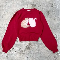 ems excite｜Cropped Shaggy Twin cats Knit